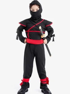 Halloween Enfant Ensemble Noir Ninja Enfant 3 Pièces Costumes Déguisement Carnaval Halloween