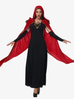 Halloween Ensemble de robe cape sexy rouge vampire pour costumes de vacances