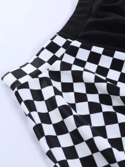 Halloween Jupe Gothique Pour Femmes Chaînes Noires Oeillets Hip Hop Polyester Motif À Carreaux Mini Jupe