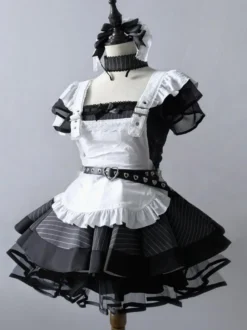 Halloween rentrée scolaireRobe de soubrette vintage élégante style Lolita japonais tablier à volants avec bordure en dentelle uniforme aristocrate gothique kawaii