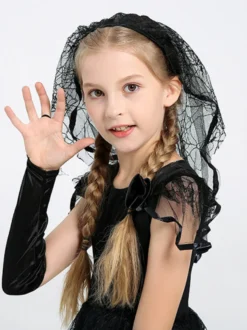 Halloween Robe de mariée noire gothique effrayante pour enfants