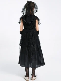 Halloween Robe de mariée noire gothique effrayante pour enfants