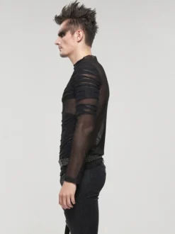 Halloween T-shirt tricoté style punk pull à manches longues chemises tendance transparentes