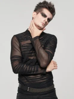 Halloween T-shirt tricoté style punk pull à manches longues chemises tendance transparentes