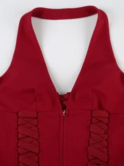 Haut corset dos nu avec fermeture éclair et lacets dans le dos pour boîte de nuit 2026