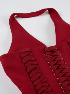Haut corset dos nu avec fermeture éclair et lacets dans le dos pour boîte de nuit 2026