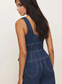Haut corset en jean à lacets pour femme 2026