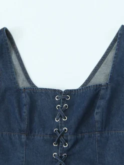 Haut corset en jean à lacets pour femme 2026
