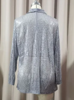 Hauts de soirée tendance col rabattu sequins manches longues blazers cardigans
