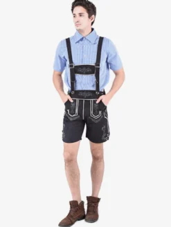 Hommes Oktoberfest Costumes Cosplay Ciel Bleu Chemise En Coton Vichy Brodé Avec Shorts Vacances Costumes Déguisements Halloween