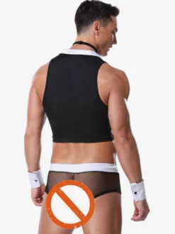 Hommes Sexy Costume Halloween Adulte Pantalon Top Cravate Tenu de Club Lingerie