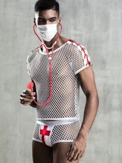 Hommes Sexy Costume Halloween Adulte Haut Pantalon Costume de Club infirmier