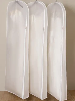 Housse anti-poussière pour robe de mariée sac pour robe à longue queue Non tissé blanc élargi Double face