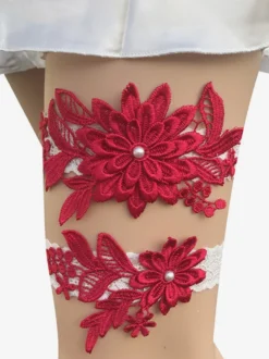 Jarretière Accessoires De Lingerie De Mariée De Fête En Dentelle Blanche Femmes
