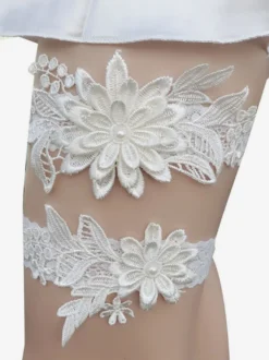 Jarretière Accessoires De Lingerie De Mariée De Fête En Dentelle Blanche Femmes