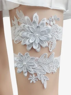Jarretière Accessoires De Lingerie De Mariée De Fête En Dentelle Blanche Femmes