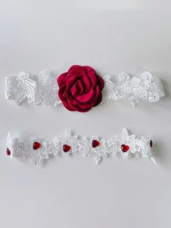 Jarretière de cuisse en dentelle noire rose pour femme