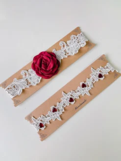 Jarretière de cuisse en dentelle noire rose pour femme