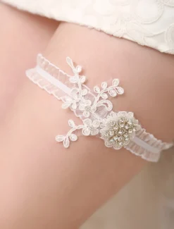 Jarretière de mariage en organza ivoire