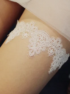 Jarretière de mariage jarretières de mariée en dentelle de polyester blanc