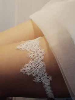 Jarretière de mariage jarretières de mariée en dentelle de polyester blanc