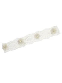 Jarretière de mariage jarretières de mariée en dentelle de polyester blanc