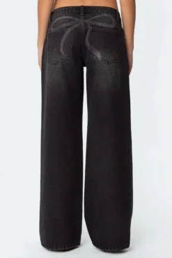 Jean baggy taille basse et jambes larges pour femme - Délavage moyen style vintage Y2K - Coupe ample - Streetwear décontracté été 2026