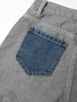 Jean femme élégant taille haute en denim bicolore
