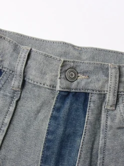 Jean femme élégant taille haute en denim bicolore