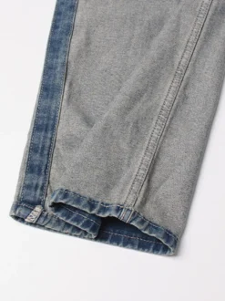 Jean femme élégant taille haute en denim bicolore
