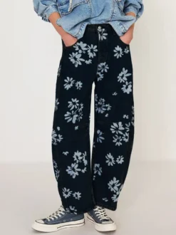 Jean fleuri à jambes larges pour femme - Pantalon en denim bohème à coupe en fer à cheval - Festival de musique de printemps 2026