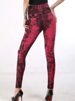 Jean Pantalons Déchirés Long Coupe Cintrée avec Poches Bicolores Pantalons Sexy