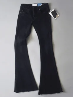 Jean Pantalons en Denim Bas Evasée à Zip avec Poches Unicolore