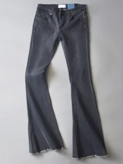 Jean Pantalons en Denim Bas Evasée à Zip avec Poches Unicolore