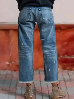 Jeans femme droite charmants en denim décontracté