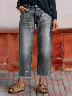 Jeans femme droite charmants en denim décontracté