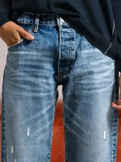Jeans femme droite charmants en denim décontracté
