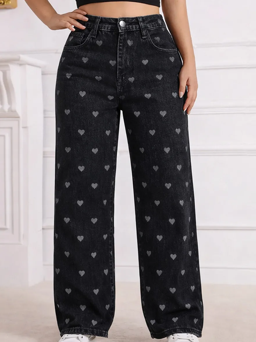 Jeans femme imprimés coupe ample et décontractée