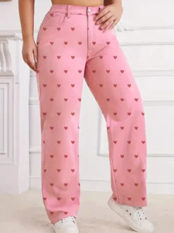Jeans femme imprimés coupe ample et décontractée