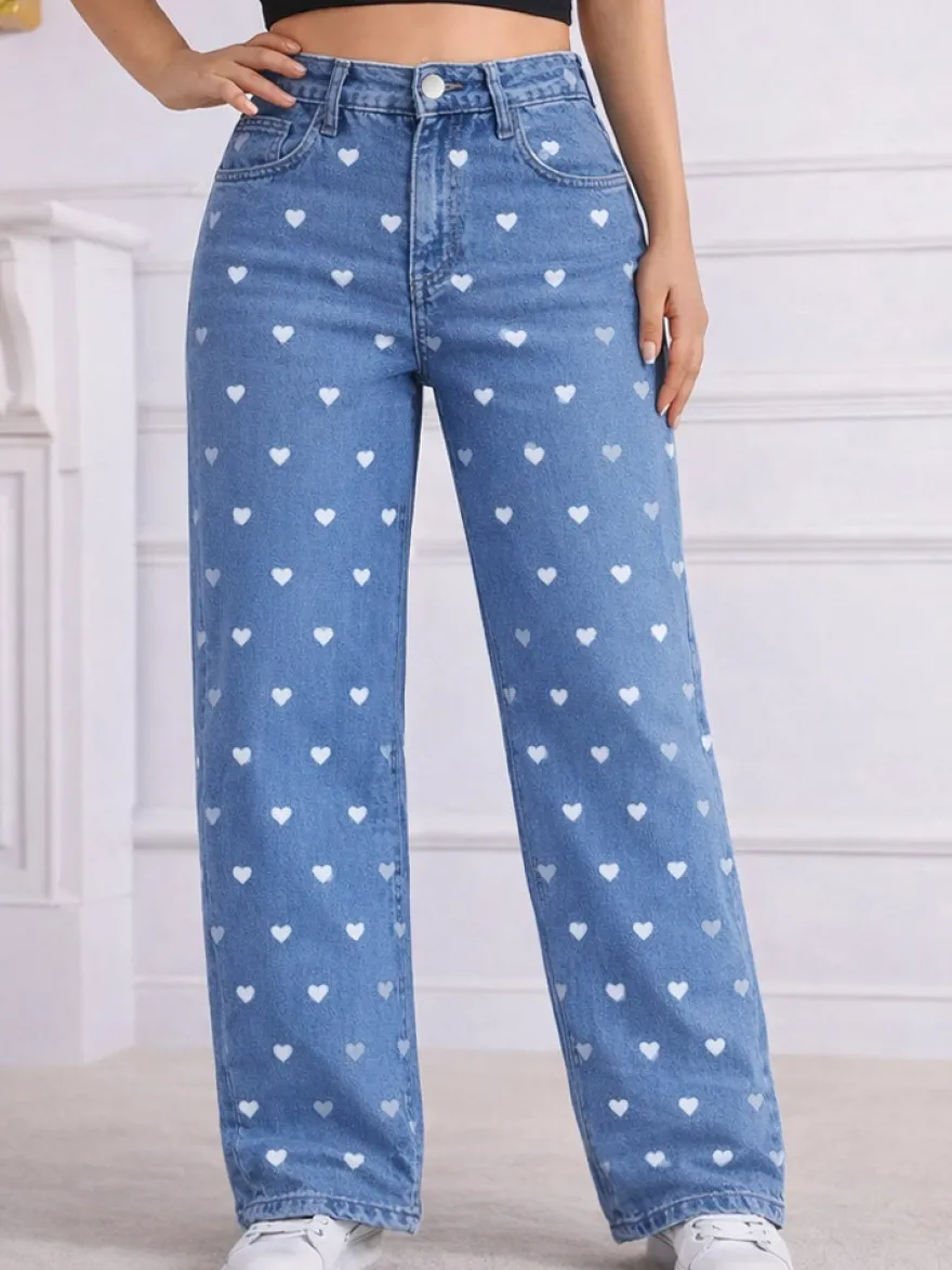 Jeans femme imprimés coupe ample et décontractée