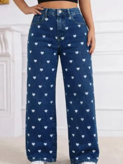 Jeans femme imprimés coupe ample et décontractée