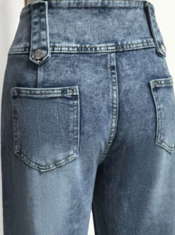 Jeans femme larges sexy en coton décontractés à boutons