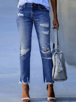 Jeans femme moderne vieilli skinny polyester