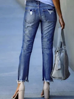 Jeans femme moderne vieilli skinny polyester
