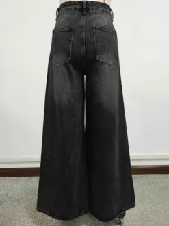 Jean skater baggy taille haute pour femme - Pantalon large effet usé - Streetwear printemps-été 2026