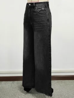 Jean skater baggy taille haute pour femme - Pantalon large effet usé - Streetwear printemps-été 2026