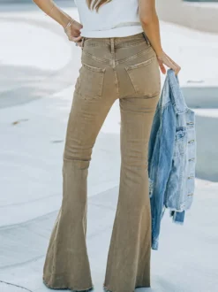 Jeans Pour Femme Mode Évasé Coton Pantalon À Pattes D'éléphant