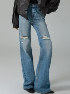 Jeans pour femmes bas décontractés jeans taille haute