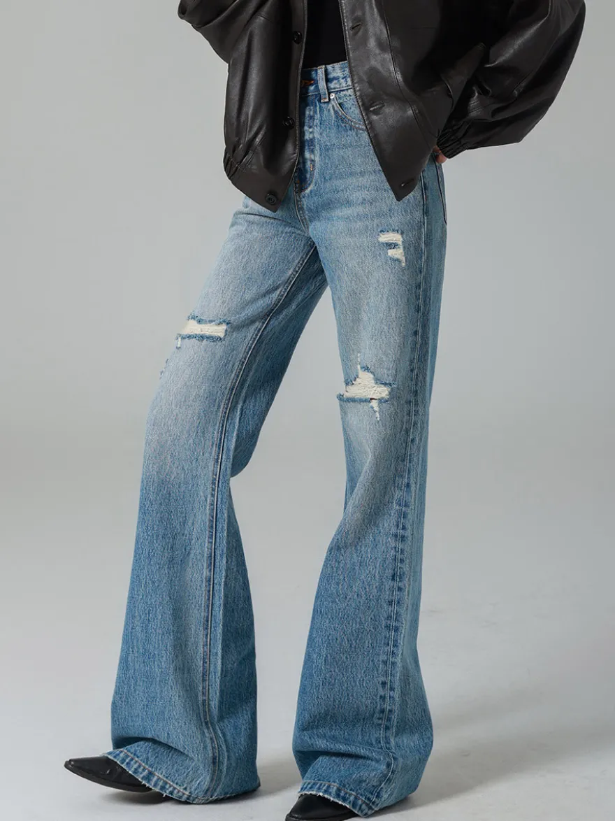 Jeans pour femmes bas décontractés jeans taille haute
