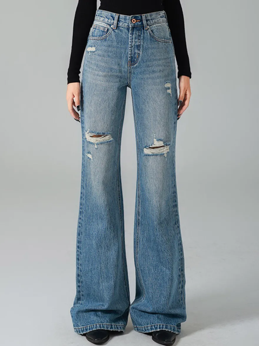 Jeans pour femmes bas décontractés jeans taille haute